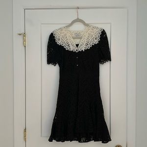 Sandro Bib Collar Lace Flounce Dress
